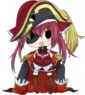🙂 Anime, Pirate, Chibi, Dessin animé, Mignon, Fille telegram sticker
