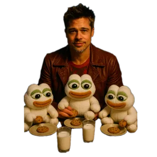 🧸 brad pitt, pepe, biscoitos, leite, meme, ator telegram sticker