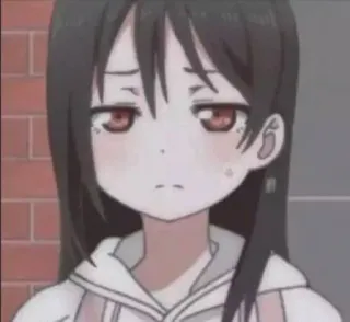 🍑 ragazza anime, personaggio, manga, triste, espressione telegram sticker