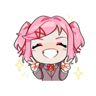 🤗 Natsuki Doki Doki Literature Club! anime, sticker, cute, girl, natsuki, doki doki literature club telegram sticker