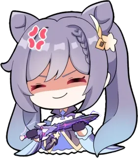 🔪 Keqing Genshin Impact Anime, Video game, Chibi, Keqing, Genshin Impact, Stiker whatsapp sticker