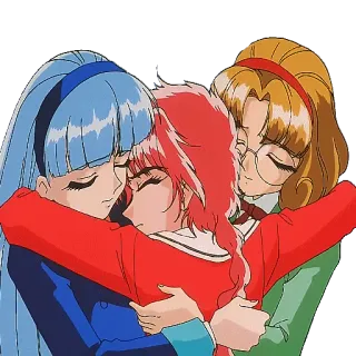 💑 Anime, Abraço, Amigos, Garotas, Afeição, Retrô, Vintage telegram sticker