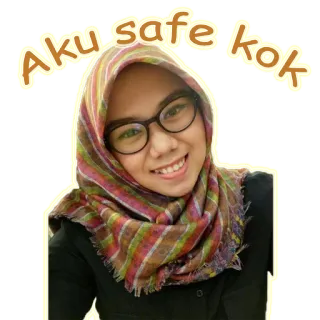 ✌ Aku safe kok mujer, hiyab, retrato, gafas, seguro, sonriendo telegram sticker