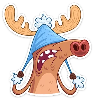 😑 rusa besar, kartun, hewan, musim dingin, topi, lucu telegram sticker