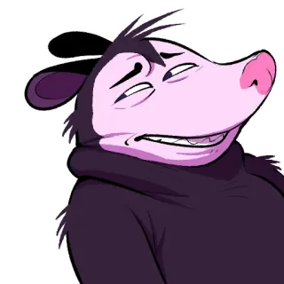 😬 opossum, cartoon, animal, mammal, smug whatsapp sticker