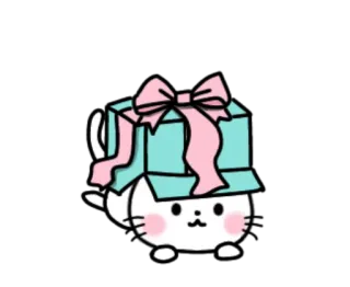 🎃 кот, подарок, милый, мультфильм, каваи, презент, животное whatsapp sticker