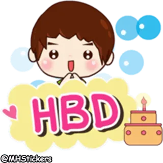 🎂 HBD 生日, 庆祝, 蛋糕, 生日快乐, 问候, 可爱, 卡通 telegram sticker