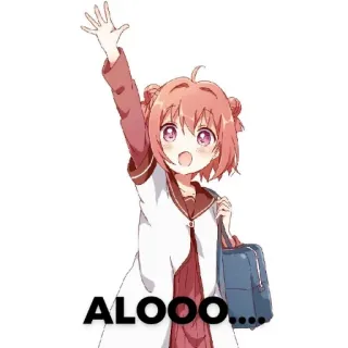 🤗 ALOOO... anime, girl, waving, greeting telegram sticker