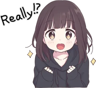 🤩 Really!? anime girl, excited, question, happy, cute, really telegram sticker
