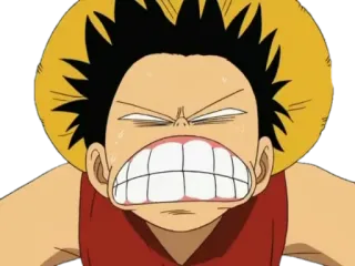 😑 Monkey D. Luffy One Piece 몽키 D. 루피, 애니메이션, 만화, 웃긴, 행복한 telegram sticker