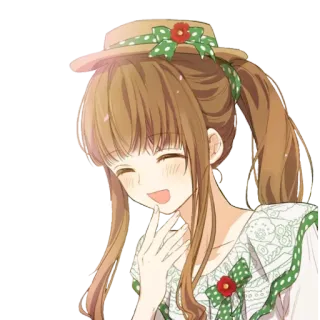🤣 Anime, Garota, Sorriso, Chapéu, Kawaii whatsapp sticker