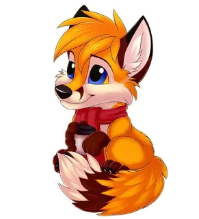 ☕️ renard, animal, dessin animé, mignon, écharpe, café telegram sticker