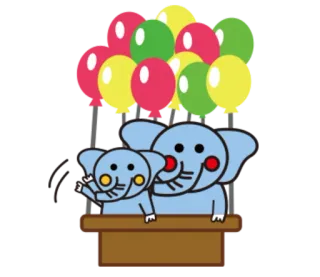 🎈 Elefant, Ballons, niedlich, Cartoon, Tiere, fröhlich telegram sticker