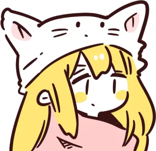 🐱 Ragazza anime, Cappello da gatto, Kawaii, Adesivo, Carino, Cartone animato telegram sticker