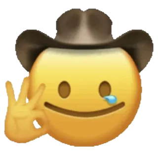 ☺️ Эмодзи, Ковбой, Шляпа, Окей, Плачущий whatsapp sticker