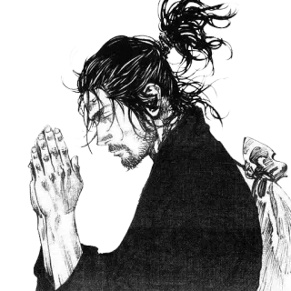 🙏 Miyamoto Musashi Vagabond Manga, Samurai, Traditionell, Mann, Meditation telegram sticker