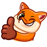 👍 Fuchs, Tier, Daumen hoch, Sticker, Cartoon telegram sticker