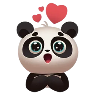 ❤️ Panda, Schattig, Harten, Dier, Cartoon telegram sticker