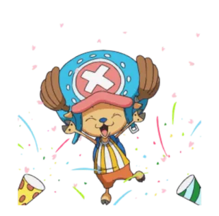 😆 Tony Tony Chopper One Piece Anime, One Piece, Tony Tony Chopper, Feier, Konfetti, Süß, Cartoon telegram sticker