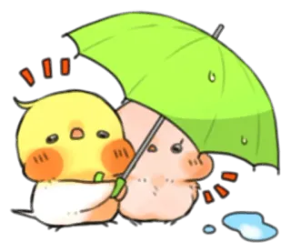 ☂ mignon, poussin, porcelet, parapluie, kawaii, animal, dessin animé telegram sticker