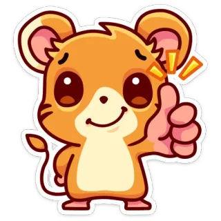 👍 мышь, животное, палец вверх, милый, мультик, стикер telegram sticker