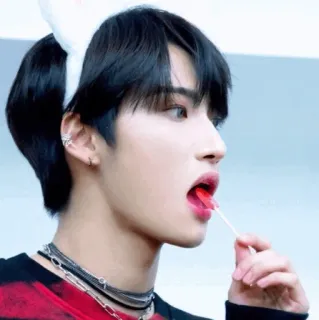 ✨ đàn ông, Kpop, kẹo mút, dễ thương, tai thỏ, ca sĩ, nam telegram sticker