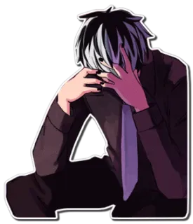 🤦‍♂ Anime, Manga, Triste, Emo, Personaje, Chico, Sentado telegram sticker