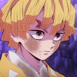 🗡 Zenitsu Agatsuma Demon Slayer Anime, Garçon, Triste, Effrayé, Demon Slayer whatsapp sticker
