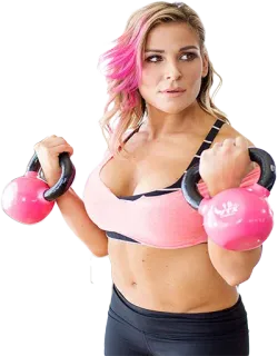💟 wanita, kebugaran, kettlebell, olahraga, atlet, merah muda, angkat besi telegram sticker