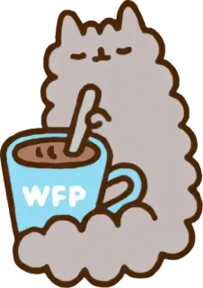 ☕️ WFP Katze, Kaffee, Tasse, Cartoon, Welternährungsprogramm telegram sticker