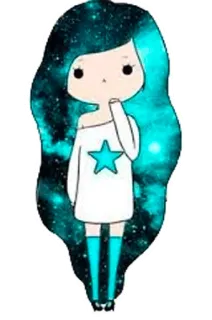 🌌 star, girl, galaxy, cute, cartoon, illustration, sticker whatsapp sticker
