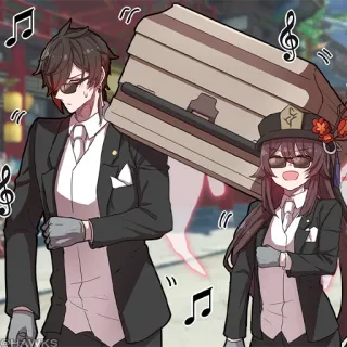 💠 Hu Tao Genshin Impact coffin dance, anime, lucu, hu tao, genshin impact whatsapp sticker