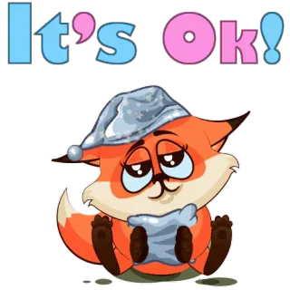 😒 It's Ok! raposa, fofo, desenho animado, dormindo, ok, adorável whatsapp sticker