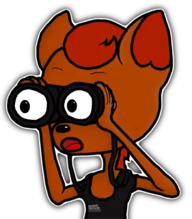 👀 desenho animado, animal, raposa, binóculos, olhando telegram sticker