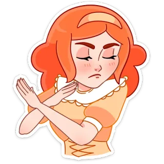 🙅‍♂️ 만화, 소녀, 팔짱, 거절, 반대, 비동의 telegram sticker