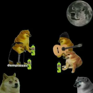 🐗 dempression meme, doge, dog, funny, internet meme telegram sticker