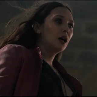 🙁 Wanda Maximoff Ванда Максимофф, Алая Ведьма, Элизабет Олсен, Marvel, герой, супергерой, женщина, красная куртка whatsapp sticker