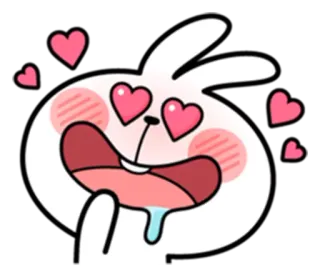 😍 Cartoon, Konijn, Liefde, Harten, Leuk, Vrolijk, Emoji, Sticker telegram sticker