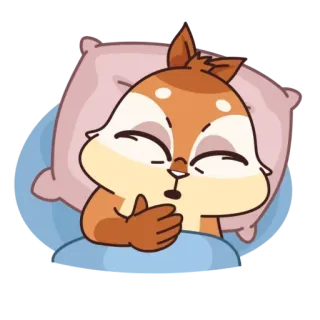 😴 wiewiórka, śpiący, słodki, kreskówka, zwierzę, łóżko telegram sticker