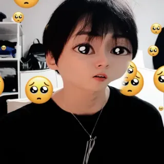🥺 Emoji, Gương mặt, Hoạt hình, Chân dung, Hàn Quốc, Đàn ông, Nghệ thuật kỹ thuật số telegram sticker