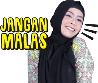 😁 JANGAN MALAS frau, hidschab, islam, muslim, indonesisch, ausdruck, sei nicht faul, zitat whatsapp sticker