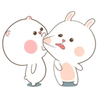 😋 coelho, coelhinho, urso, beliscão na bochecha, fofo, kawaii whatsapp sticker