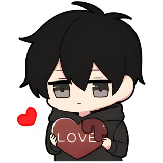 😍 LOVE อนิเมะ, ความรัก, หัวใจ, น่ารัก, จิบิ, เด็กผู้ชาย telegram sticker