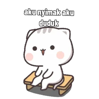 😄 aku nyimak aku duduk 고양이, 만화, 앉아있는, 귀여운, 편안한 telegram sticker