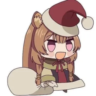 🎅 Anime, Chibi, Noël, Bonnet de Père Noël, Mignon, Dessin animé whatsapp sticker