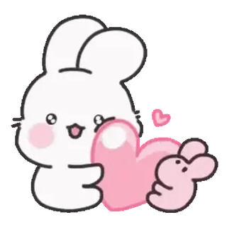 😊 兔子, 可爱, 爱心, 爱 telegram sticker