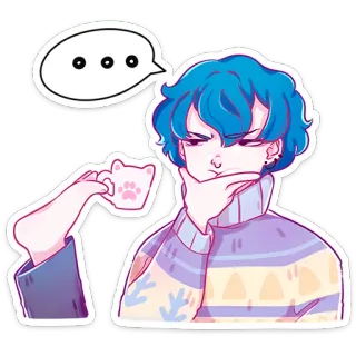 ⭐ ... cartoon, anime, thinking, cat, cute, kawaii whatsapp sticker