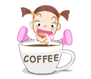 ☕ COFFEE café, dibujos animados, chica, bebida, lindo telegram sticker