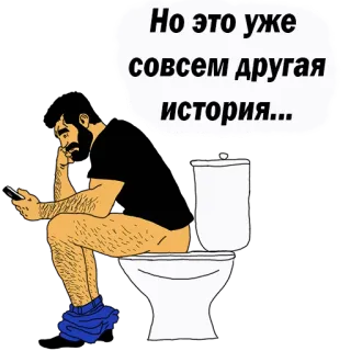😃 Но это уже совсем другая история... Toilet, Zittend, Man, Badkamer, Lezen telegram sticker