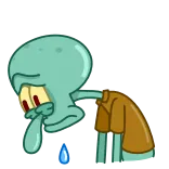 🥲 Squidward Spongebob Squarepants Octo Tentakel, Spongebob, verdrietig, cartoon, personage, Nickelodeon whatsapp sticker